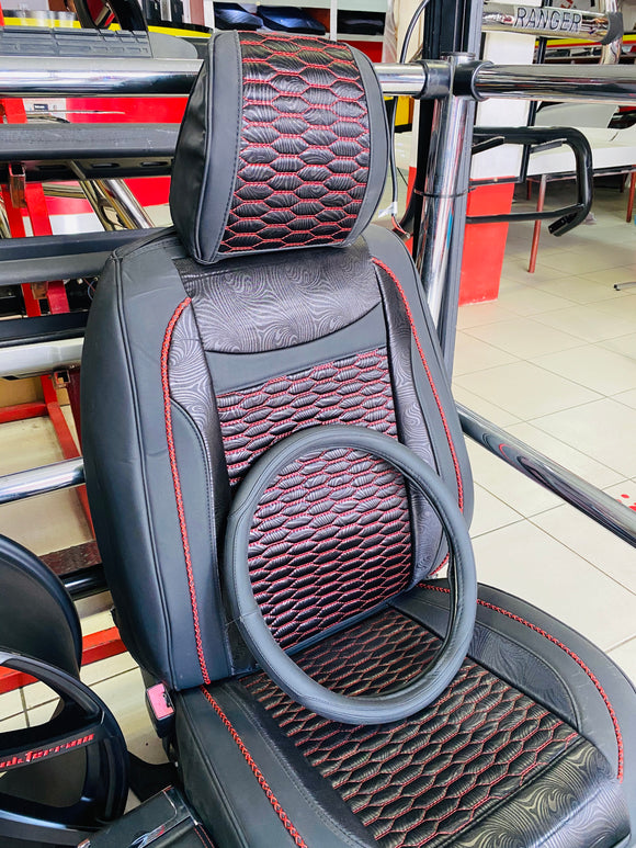 Seat Covers | Stitched Black and Red